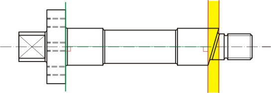 Animation showing how the allowable deviation of the end face changes depending on the orientation of datum feature A