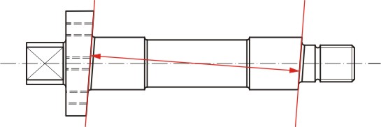Shaft with misaligned, but parallel hub and end faces